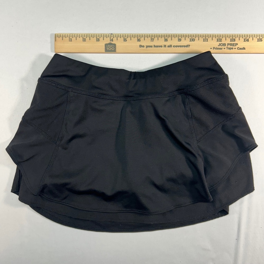 Athleta Black Mesh Panel Athletic Skort XXS Running Tennis Skirt Zip Pocket - Picture 3 of 5